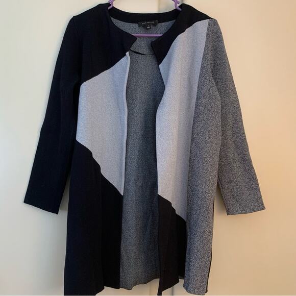 Ann Taylor Womens Longline Color Block Cardigan Size Small Lagenlook Open Front - Picture 8 of 9